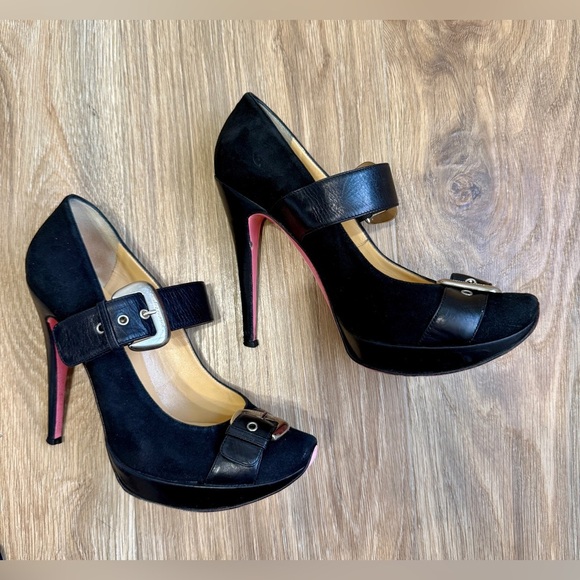 Massimo Dogama Black Suede Platform Mary Jane Heels Made in Italy EU 41 - Picture 4 of 8